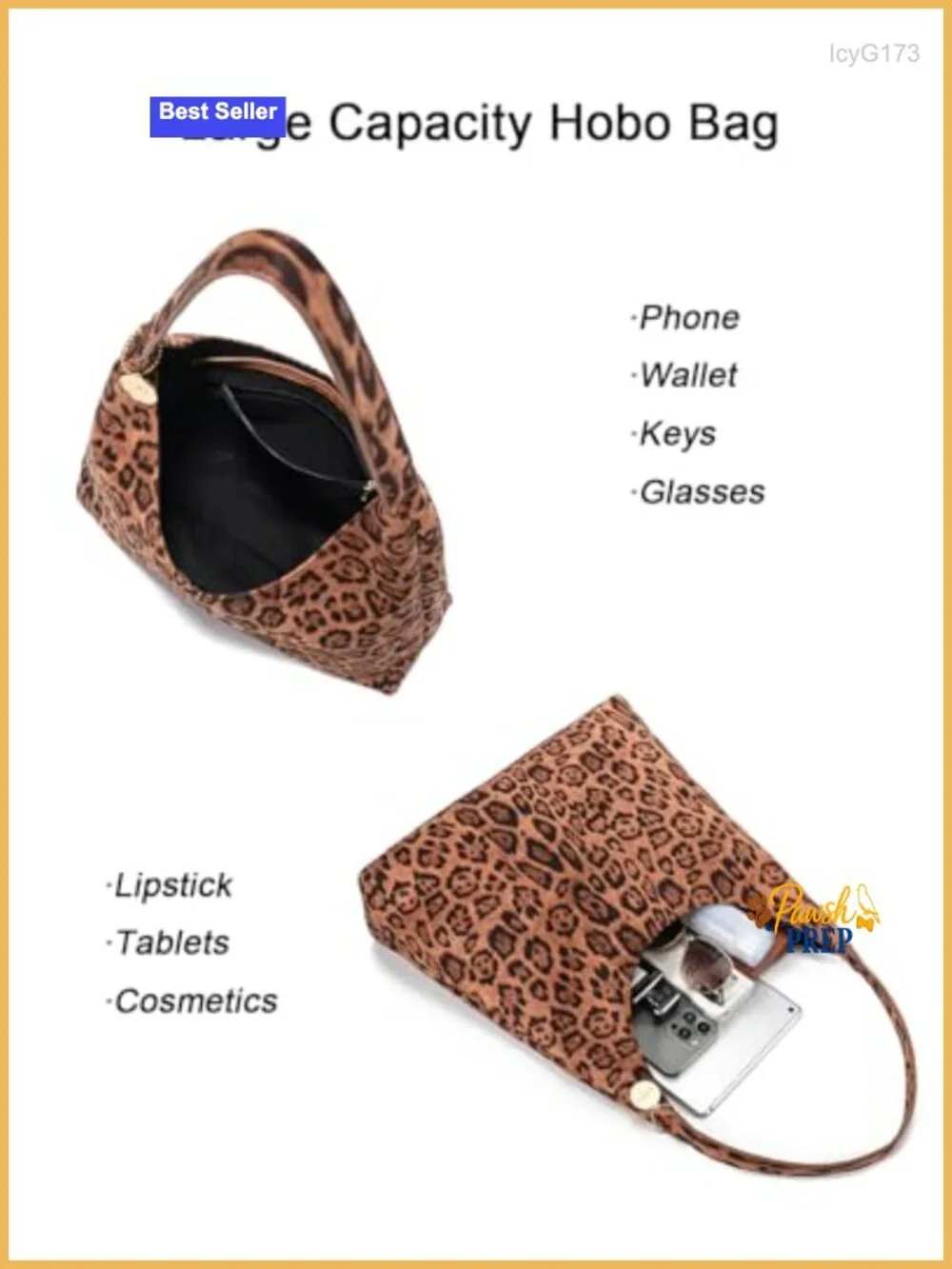 Faux Suede Leopard Print Slouchy Hobo Shoulder Tote Bag Large Work Purse